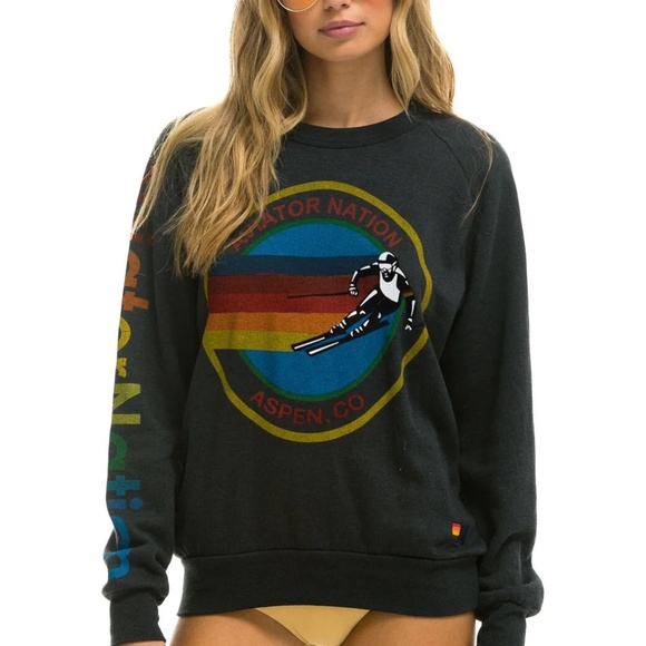 Aviator Nation Aspen Sweatshirt in Charcoal Size S - Picture 1 of 10